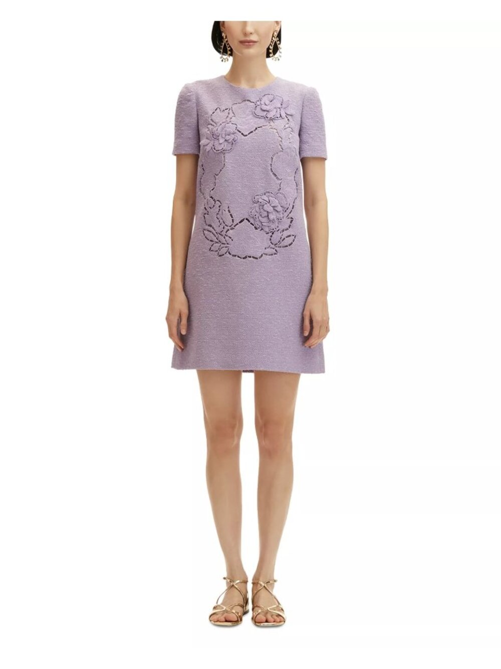 NWT Oscar De la Renta Tweed Shift Dress Thistle Womens Size US 8